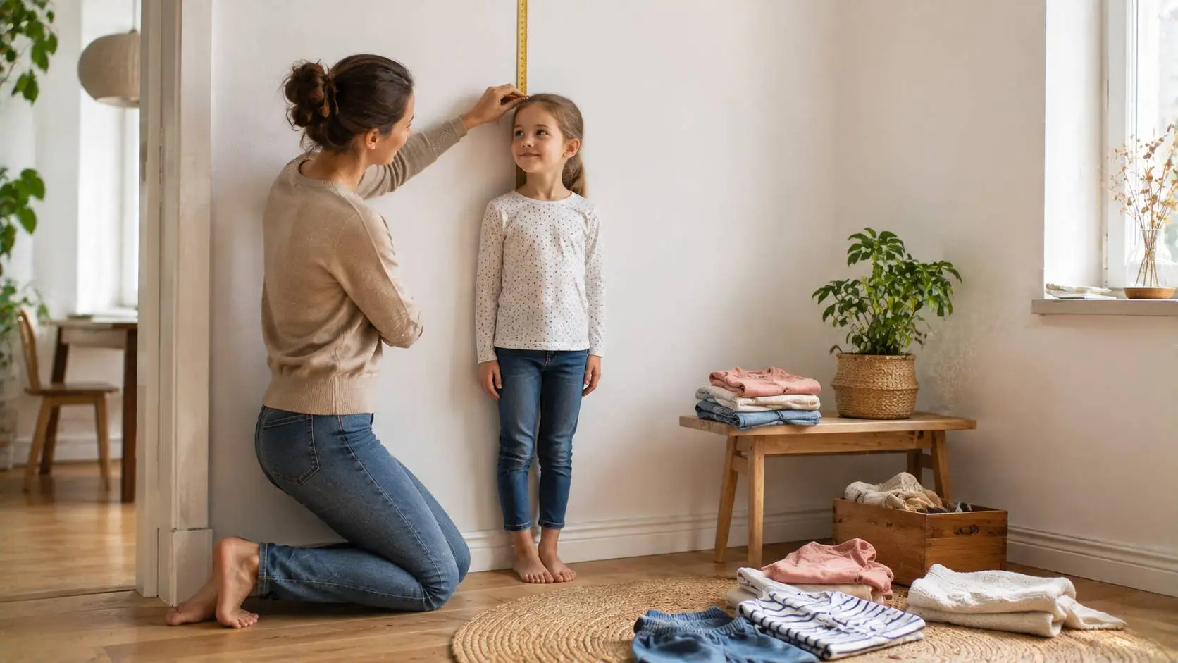 Lengte kind maat bepalen door de lichaamslengte van een kind te meten