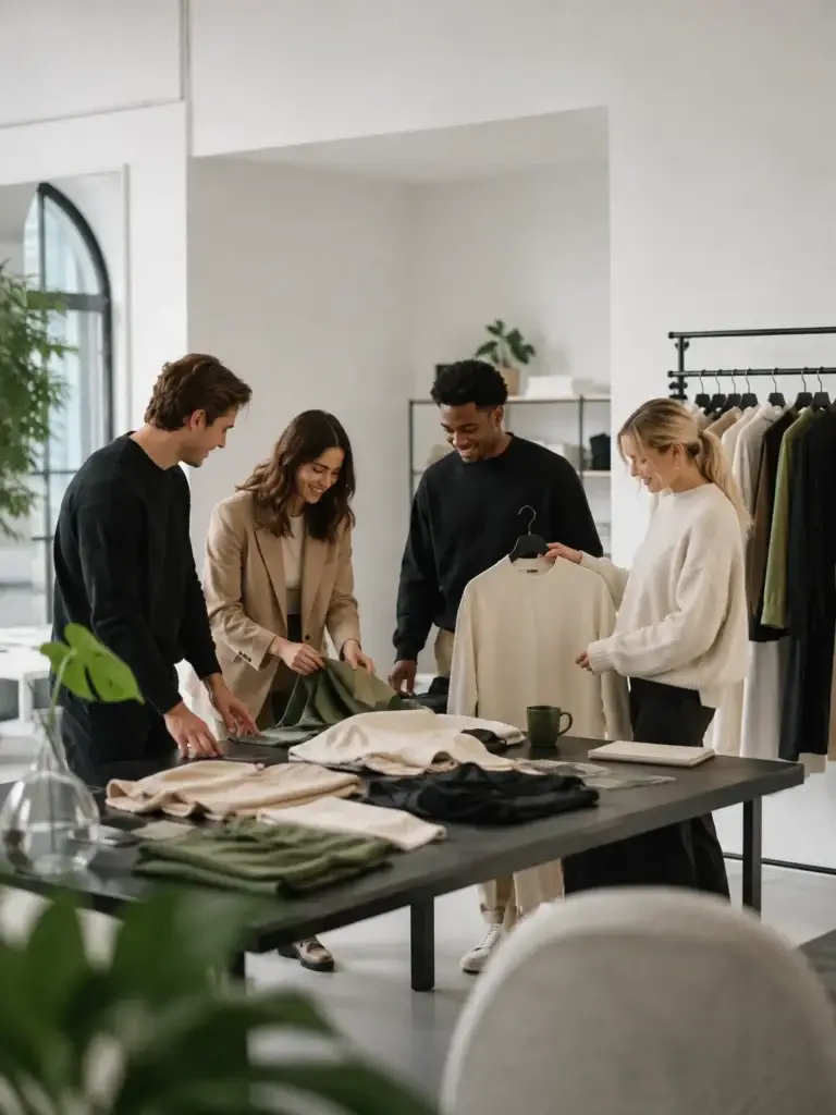 Creatief modeteam werkt samen aan kleding, styling en lifestyle-inspiratie